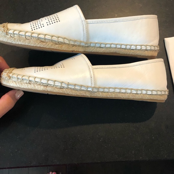 Tory Burch White Leather Espadrilles Size 7 - Picture 8 of 11